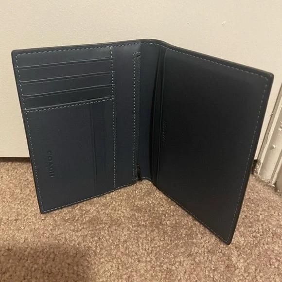 Coach Blue and Yellow Passport Wallet with Fish Design - Picture 2 of 2